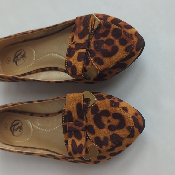 Trary Pointed Toe with Bow Slip On Ballet Flats Leopard Print 8 Brown - Picture 7 of 16
